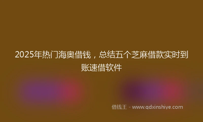 2025年热门海奥借钱，总结五个芝麻借款实时到账速借软件