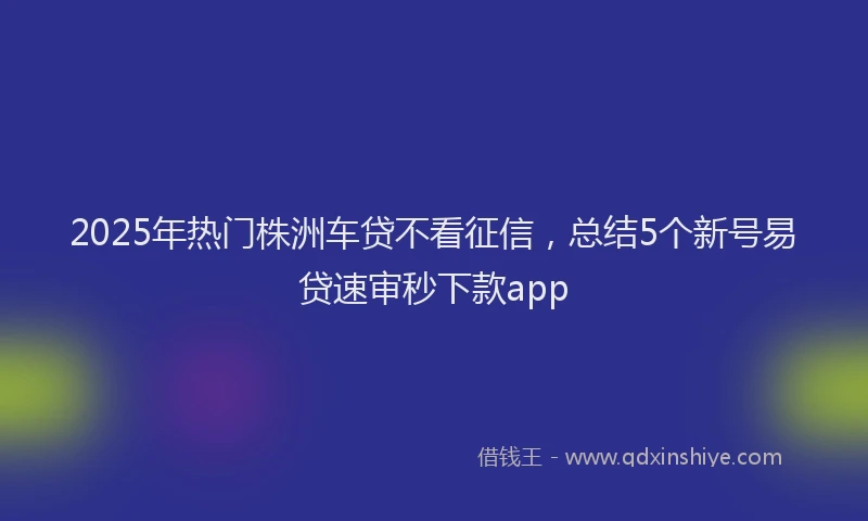2025年热门株洲车贷不看征信，总结5个新号易贷速审秒下款app