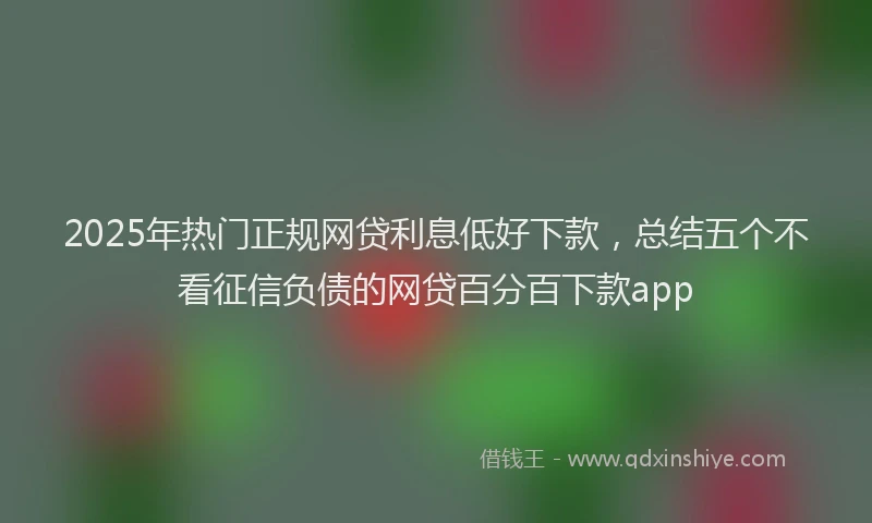 2025年热门正规网贷利息低好下款，总结五个不看征信负债的网贷百分百下款app