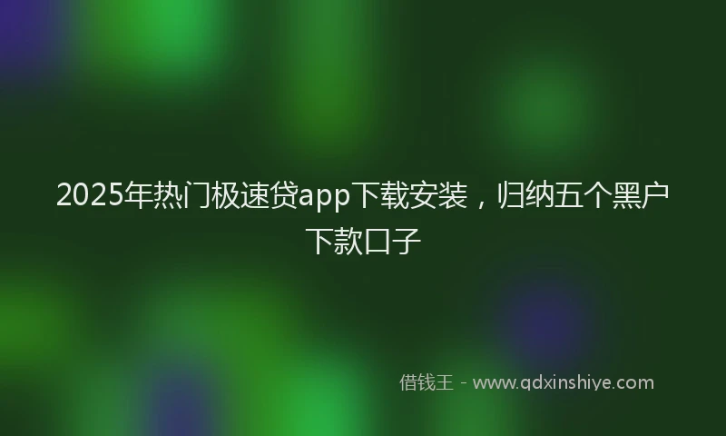 2025年热门极速贷app下载安装，归纳五个黑户下款口子