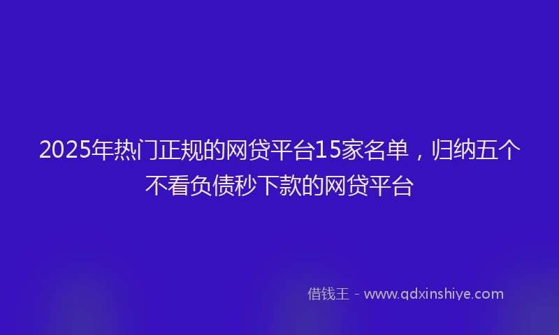 2025年热门正规的网贷平台15家名单，归纳五个不看负债秒下款的网贷平台