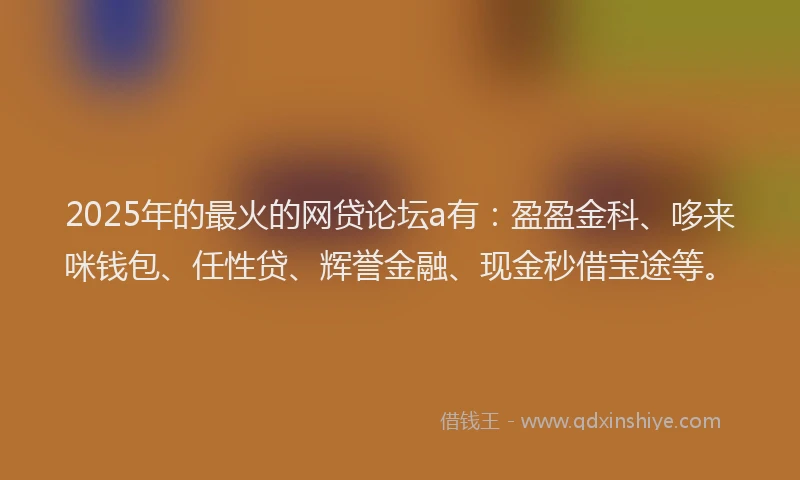 2025年的最火的网贷论坛a有:盈盈金科、哆来咪钱包、任性贷、辉誉金融、现金秒借宝途等。