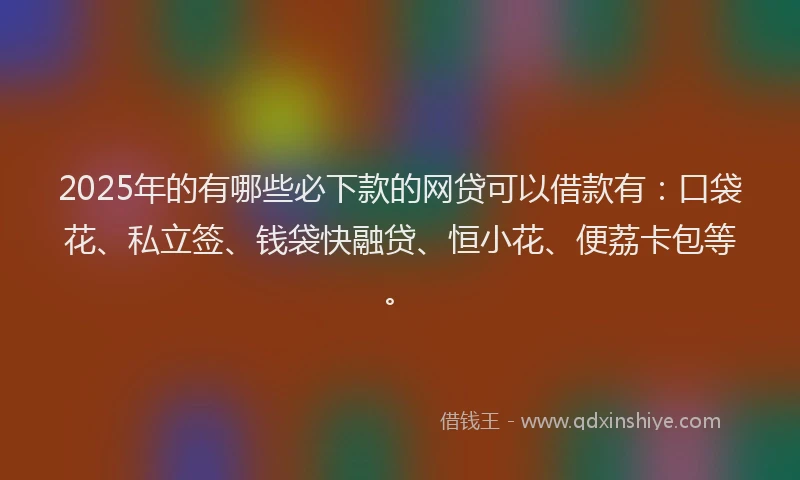 2025年的有哪些必下款的网贷可以借款有:口袋花、私立签、钱袋快融贷、恒小花、便荔卡包等。