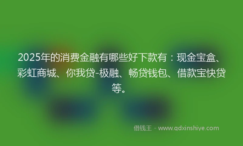 2025年的消费金融有哪些好下款有：现金宝盒、彩虹商城、你我贷-极融、畅贷钱包、借款宝快贷等。