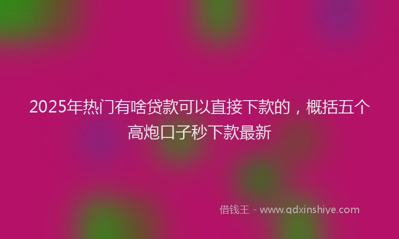 2025年热门有啥贷款可以直接下款的，概括五个高炮口子秒下款最新