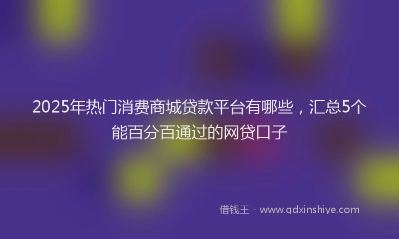 2025年热门消费商城贷款平台有哪些，汇总5个能百分百通过的网贷口子