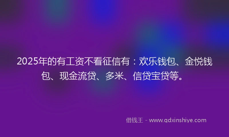 2025年的有工资不看征信有：欢乐钱包、金悦钱包、现金流贷、多米、信贷宝贷等。