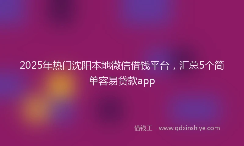 2025年热门沈阳本地微信借钱平台，汇总5个简单容易贷款app