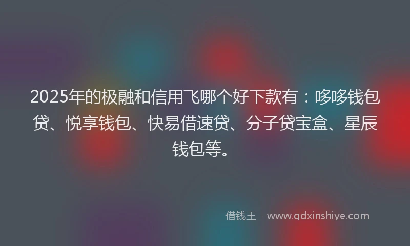 2025年的极融和信用飞哪个好下款有：哆哆钱包贷、悦享钱包、快易借速贷、分子贷宝盒、星辰钱包等。