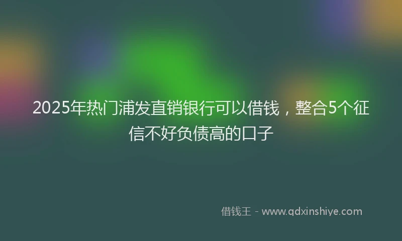 2025年热门浦发直销银行可以借钱，整合5个征信不好负债高的口子