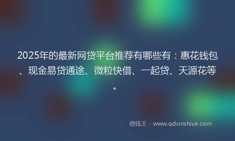 2025年的最新网贷平台推荐有哪些有：惠花钱包、现金易贷通途、微粒快借、一起贷、天源花等。