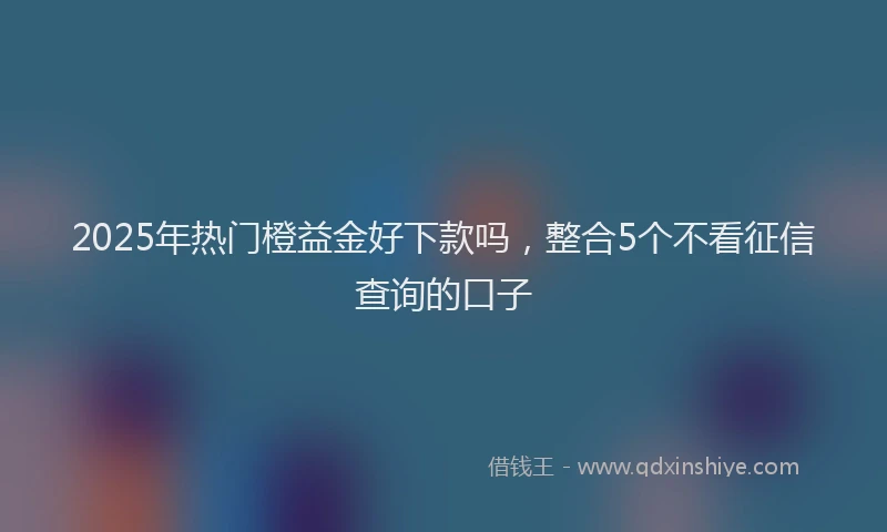 2025年热门橙益金好下款吗，整合5个不看征信查询的口子