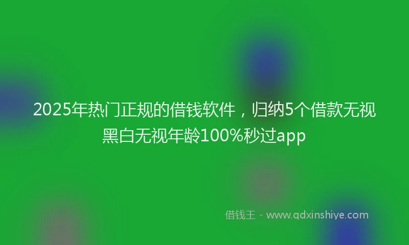 2025年热门正规的借钱软件，归纳5个借款无视黑白无视年龄100%秒过app