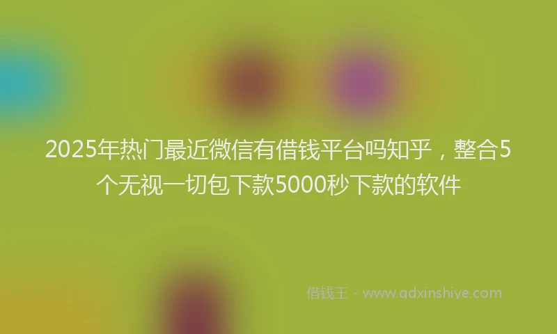 2025年热门最近微信有借钱平台吗知乎,整合5个无视一切包下款5000秒下款的软件