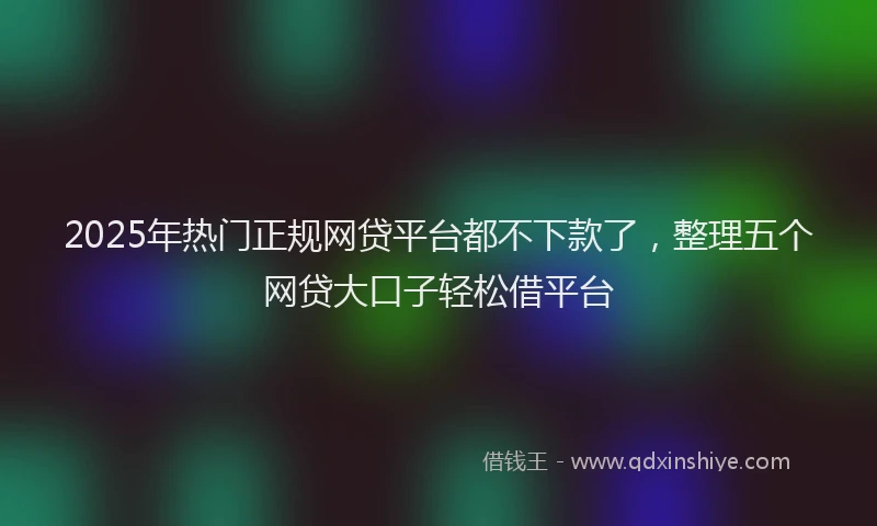 2025年热门正规网贷平台都不下款了，整理五个网贷大口子轻松借平台
