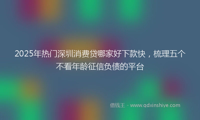 2025年热门深圳消费贷哪家好下款快，梳理五个不看年龄征信负债的平台