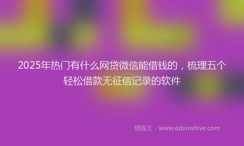 2025年热门有什么网贷微信能借钱的，梳理五个轻松借款无征信记录的软件