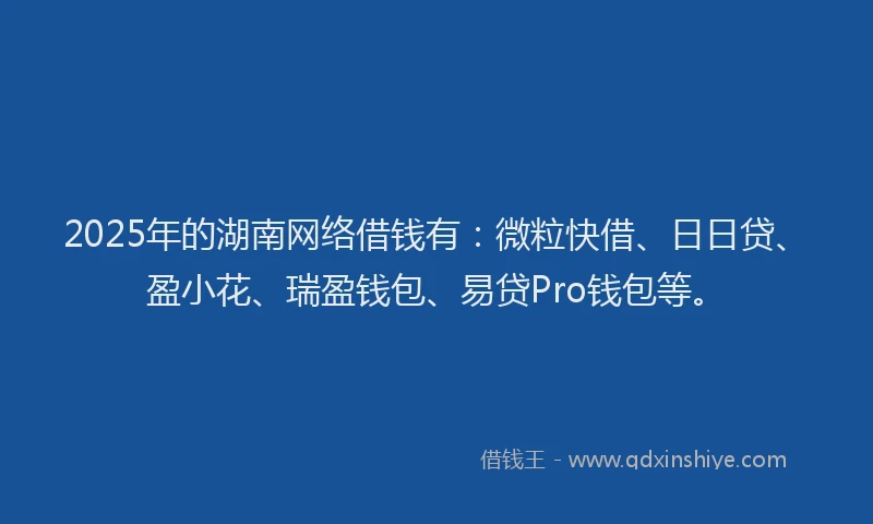 2025年的湖南网络借钱有：微粒快借、日日贷、盈小花、瑞盈钱包、易贷Pro钱包等。