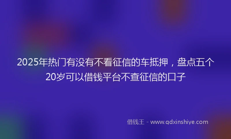 2025年热门有没有不看征信的车抵押,盘点五个20岁可以借钱平台不查征信的口子