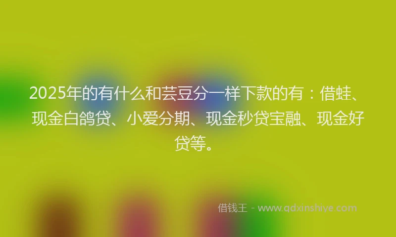 2025年的有什么和芸豆分一样下款的有：借蛙、现金白鸽贷、小爱分期、现金秒贷宝融、现金好贷等。