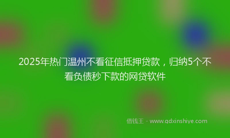 2025年热门温州不看征信抵押贷款，归纳5个不看负债秒下款的网贷软件