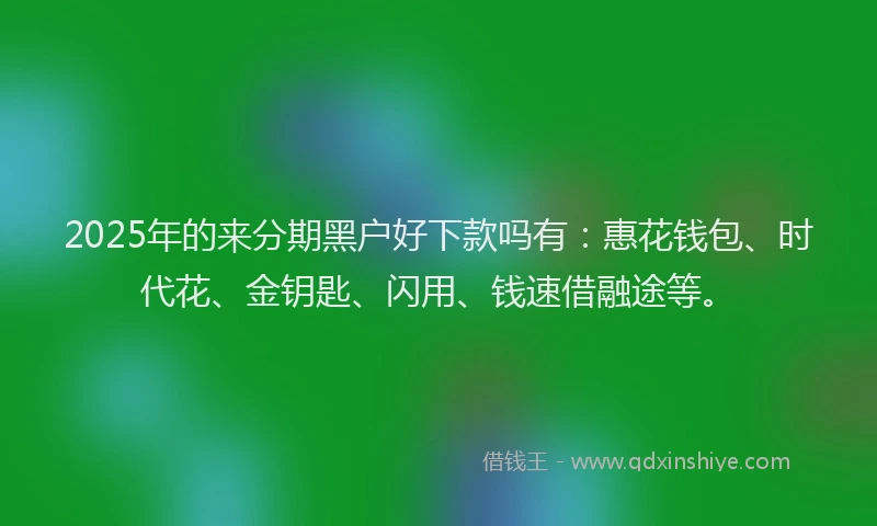2025年的来分期黑户好下款吗有：惠花钱包、时代花、金钥匙、闪用、钱速借融途等。