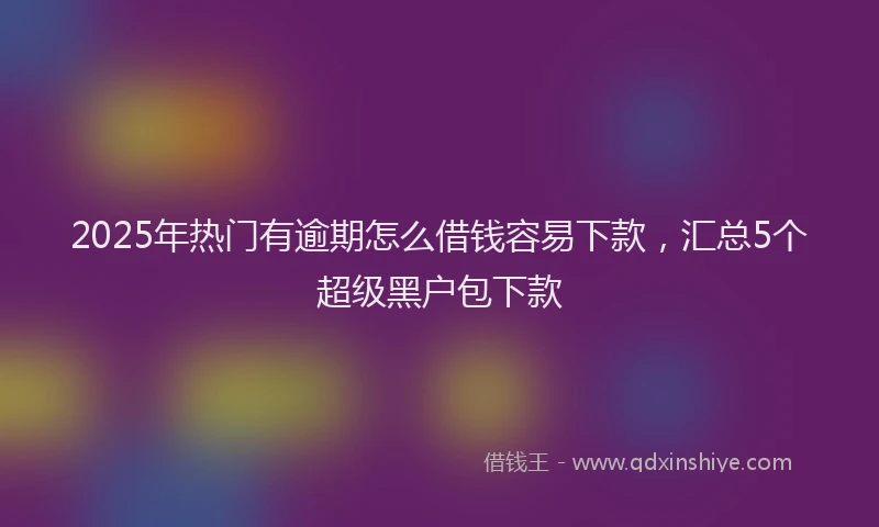 2025年热门有逾期怎么借钱容易下款，汇总5个超级黑户包下款