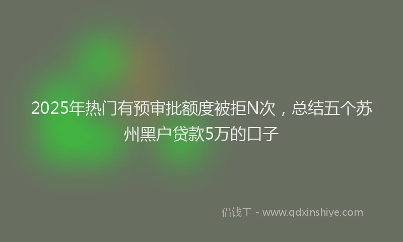 2025年热门有预审批额度被拒N次,总结五个苏州黑户贷款5万的口子