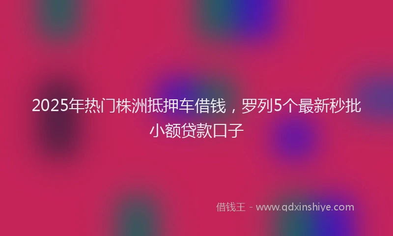 2025年热门株洲抵押车借钱，罗列5个最新秒批小额贷款口子
