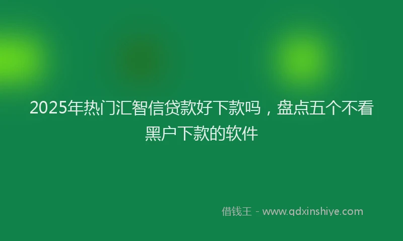 2025年热门汇智信贷款好下款吗，盘点五个不看黑户下款的软件