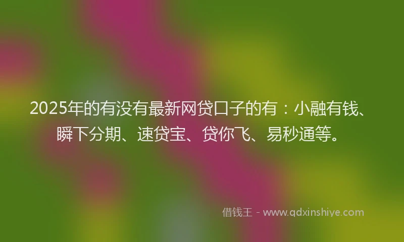 2025年的有没有最新网贷口子的有：小融有钱、瞬下分期、速贷宝、贷你飞、易秒通等。