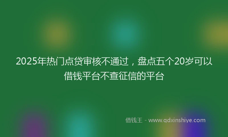2025年热门点贷审核不通过，盘点五个20岁可以借钱平台不查征信的平台