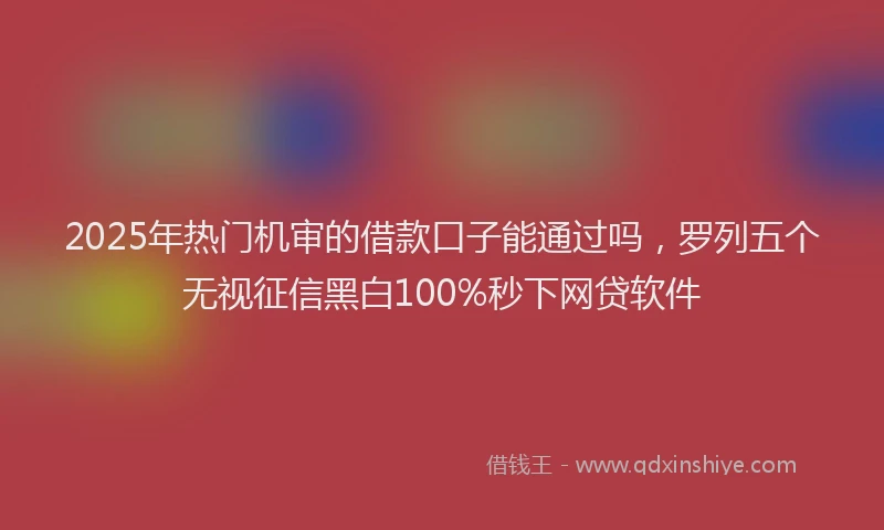 2025年热门机审的借款口子能通过吗，罗列五个无视征信黑白100%秒下网贷软件
