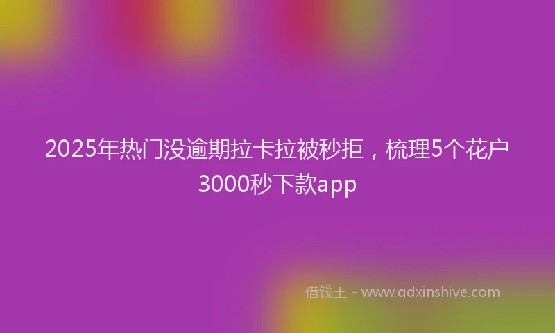 2025年热门没逾期拉卡拉被秒拒，梳理5个花户3000秒下款app