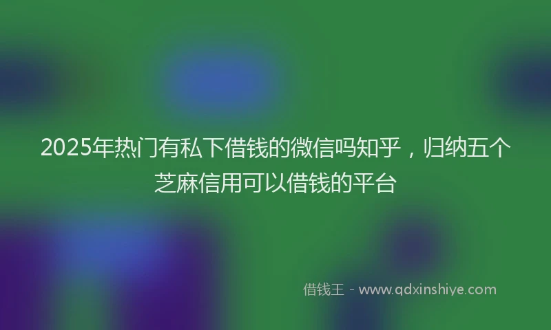 2025年热门有私下借钱的微信吗知乎，归纳五个芝麻信用可以借钱的平台