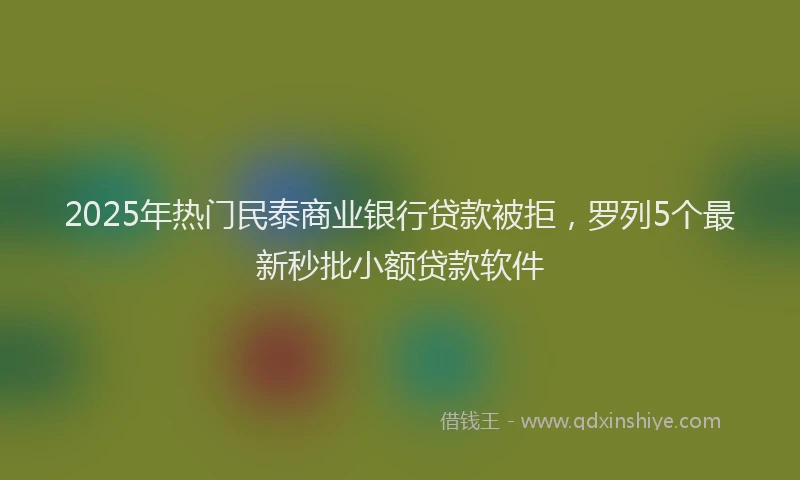 2025年热门民泰商业银行贷款被拒，罗列5个最新秒批小额贷款软件