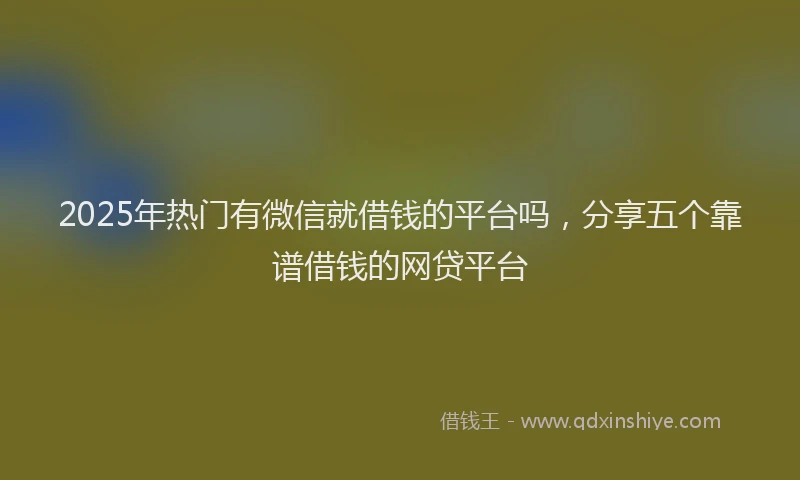 2025年热门有微信就借钱的平台吗，分享五个靠谱借钱的网贷平台