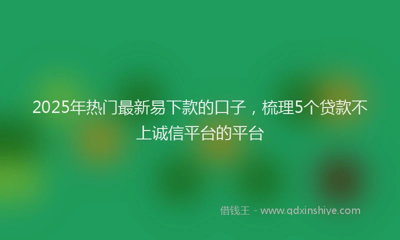 2025年热门最新易下款的口子，梳理5个贷款不上诚信平台的平台