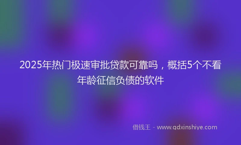 2025年热门极速审批贷款可靠吗，概括5个不看年龄征信负债的软件