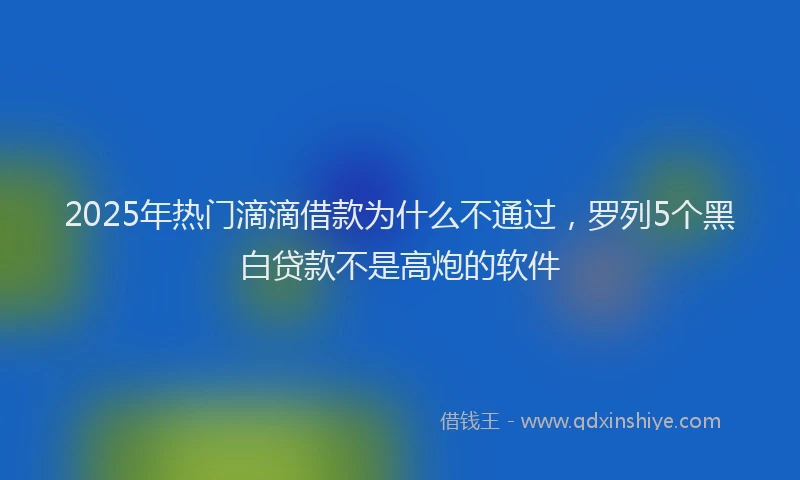 2025年热门滴滴借款为什么不通过，罗列5个黑白贷款不是高炮的软件