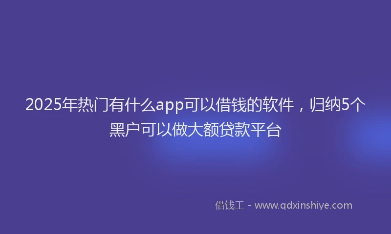 2025年热门有什么app可以借钱的软件,归纳5个黑户可以做大额贷款平台