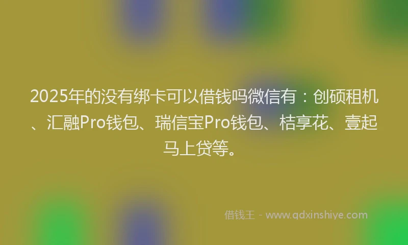 2025年的没有绑卡可以借钱吗微信有：创硕租机、汇融Pro钱包、瑞信宝Pro钱包、桔享花、壹起马上贷等。