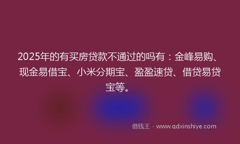 2025年的有买房贷款不通过的吗有：金峰易购、现金易借宝、小米分期宝、盈盈速贷、借贷易贷宝等。