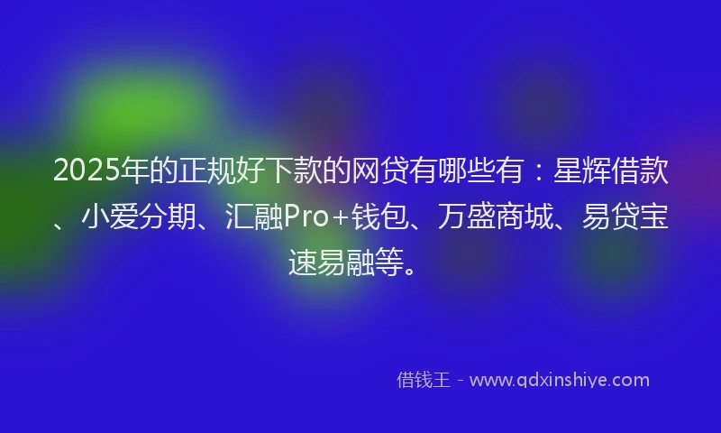 2025年的正规好下款的网贷有哪些有：星辉借款、小爱分期、汇融Pro+钱包、万盛商城、易贷宝速易融等。