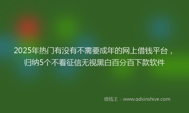 2025年热门有没有不需要成年的网上借钱平台，归纳5个不看征信无视黑白百分百下款软件