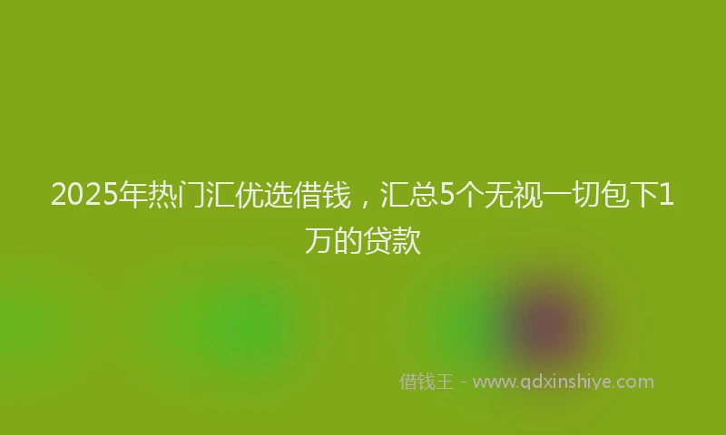 2025年热门汇优选借钱,汇总5个无视一切包下1万的贷款