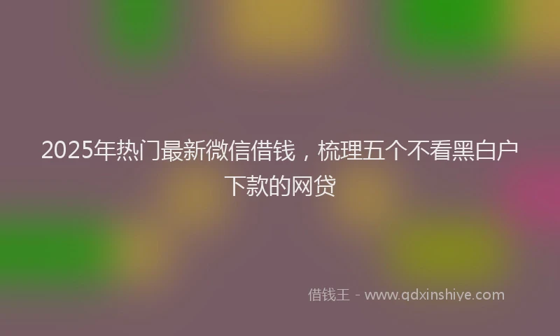 2025年热门最新微信借钱，梳理五个不看黑白户下款的网贷