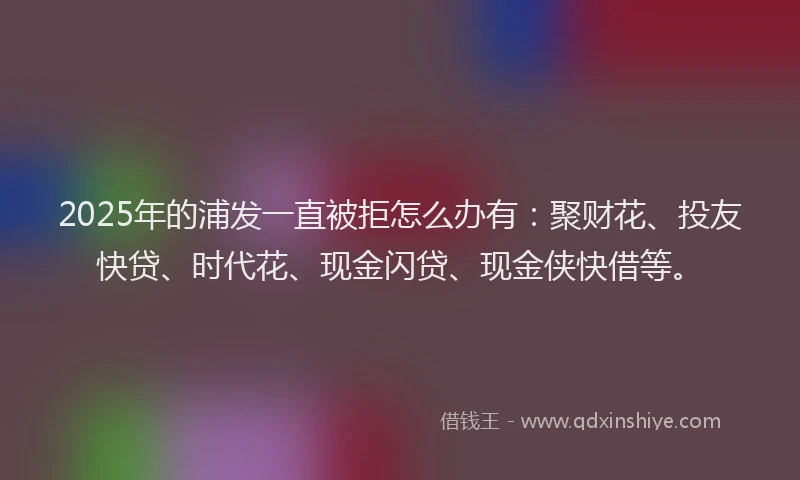 2025年的浦发一直被拒怎么办有：聚财花、投友快贷、时代花、现金闪贷、现金侠快借等。