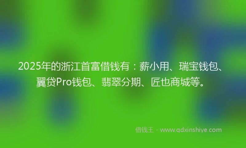 2025年的浙江首富借钱有：薪小用、瑞宝钱包、翼贷Pro钱包、翡翠分期、匠也商城等。