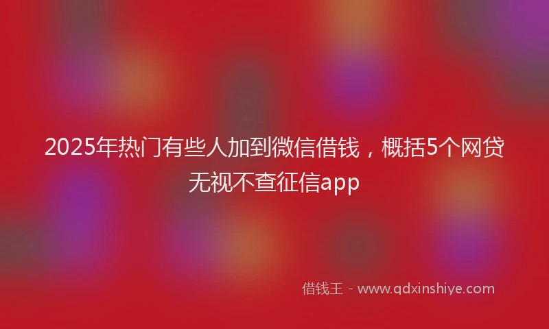 2025年热门有些人加到微信借钱，概括5个网贷无视不查征信app